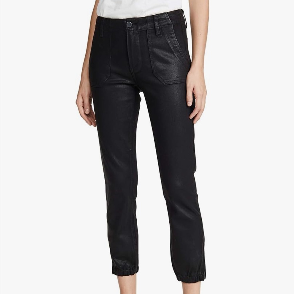 PAIGE 29 EUC Mayslie jogger black fog coated mid-rise crop with ankle zippers